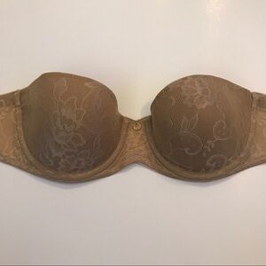 Natori Beige Lace Strapless Bra, 32B